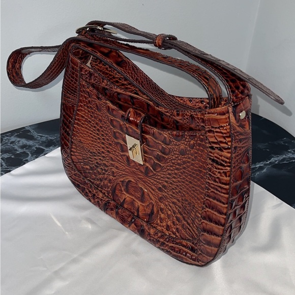 Women’s Bag BRAHMIN Melbourne Leather Pecan Johanna Brown Crossbody AUTHENTIC - Picture 6 of 14